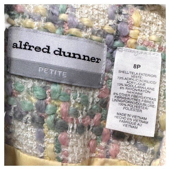 ALFRED DUNNER Women’s Size 8P Jacket Coat Peacoat Wool Blend Tweed Plaid Cottage - Picture 3 of 4